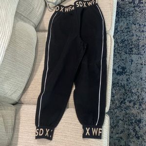 White Fox Black Jogger Pants with Contrast Piping